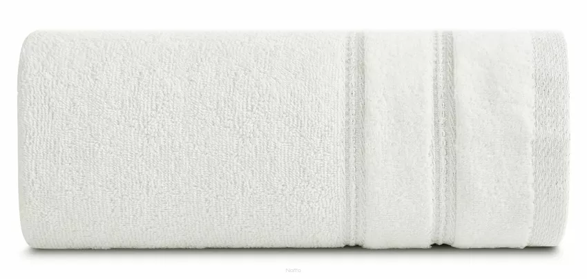 Ręcznik bawełniany 30x50 GLORY 4 kremowy z minimalistyczną bordiurą przeszywaną srebrną nicią
