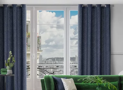 Zasłona na przelotkach 140x250 INGA welwetowa Pierre Cardin granatowa z żakardowym geometrycznym wzorem