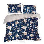 Pościel satynowa 220x200 NIKA 48 granatowa z motywem botanicznym z kolekcji Nova Print - 3