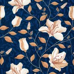 Pościel satynowa 220x200 NIKA 48 granatowa z motywem botanicznym z kolekcji Nova Print - 5