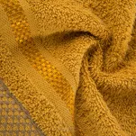 Ręcznik bawełniany 100x150 ABBIE ciemny żółty z żakardową błyszczącą bordiurą w pasy z delikatną krateczką - 4