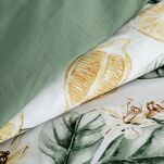Pościel satynowa 160x200 SPRING 91 biała ciemna zieleń z wzorem cytryn z kolekcji Classic - 3