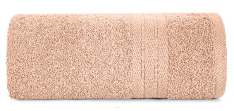 Ręcznik bawełniany 70x140 KAYA pudrowy zdobiony bordiurą w pasy