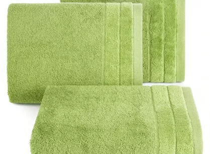 Ręcznik bawełniany 70x140 DAMLA oliwkowy gładki z subtelną bordiurą