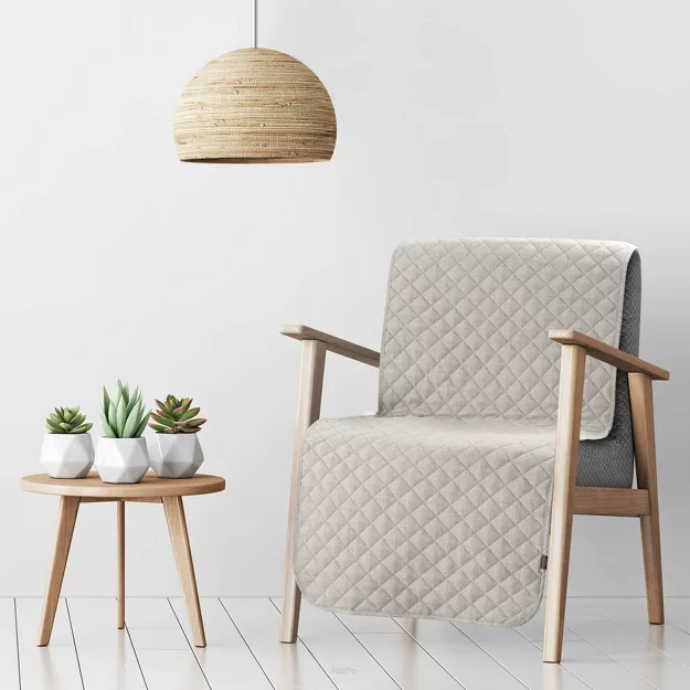 Narzuta na fotel 70x160 LEN 1 beżowa pikowana imitująca len