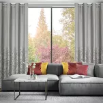 Zasłona na przelotkach 140x250 TORI welwetowa beżowa z szampańskim wzorem gałązek - 8