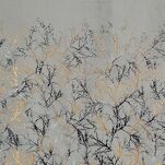 Zasłona na przelotkach 140x250 TORI welwetowa beżowa z szampańskim wzorem gałązek - 2