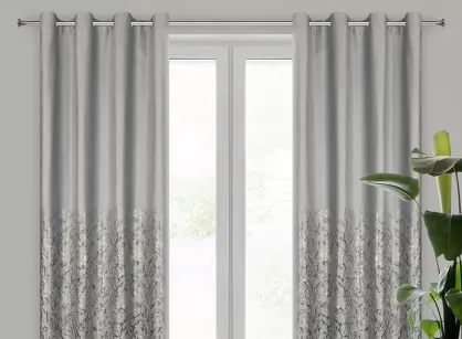 Zasłona na przelotkach 140x250 TORI welwetowa beżowa z szampańskim wzorem gałązek