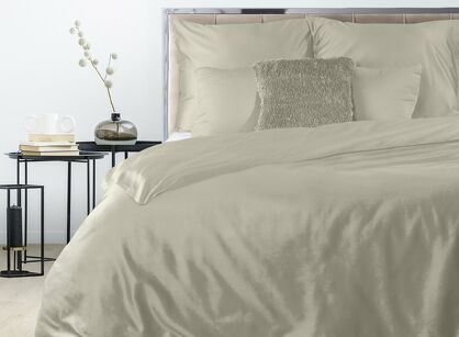 Pościel satynowa 140x200 NOVA 3 jednokolorowa gładka beż 1