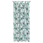 Zasłona na taras 155x220 GARDEN 2 na szelkach zapinanymi na rzepy biała z zielonym wzorem kwiatowym wodoodporna - 3