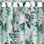 Zasłona na taras 155x220 GARDEN 2 na szelkach zapinanymi na rzepy biała z zielonym wzorem kwiatowym wodoodporna - 4