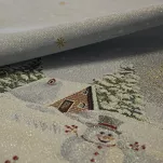 Bieżnik świąteczny 45x140 1163 gobelinowy popielaty z motywem zimowym i połyskującą złotą nicią - 4