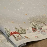 Bieżnik świąteczny 45x140 1163 gobelinowy popielaty z motywem zimowym i połyskującą złotą nicią - 2