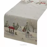 Bieżnik świąteczny 45x140 1163 gobelinowy popielaty z motywem zimowym i połyskującą złotą nicią - 6