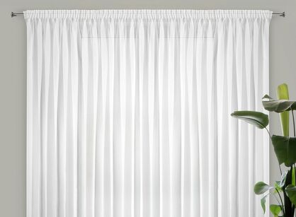 Firana na taśmie 300x300 LUCY biała z gładkiego woalu