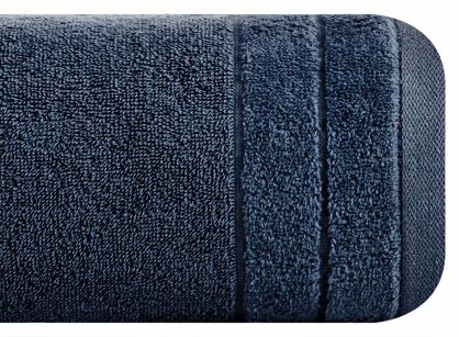 Ręcznik bawełniany 70x140 DAMLA granatowy gładki z subtelną bordiurą