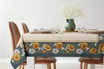 Obrus gobelinowy 140x180 45 niebieski z wzorem kolorowych słoneczników - 6