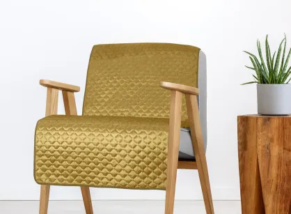 Narzuta na fotel welwetowa 70x160 DIMON miodowa pikowana w geometryczny wzór