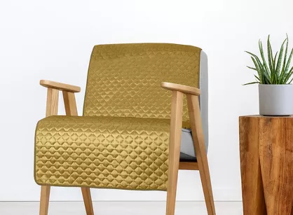 Narzuta na fotel welwetowa 70x160 DIMON miodowa pikowana w geometryczny wzór