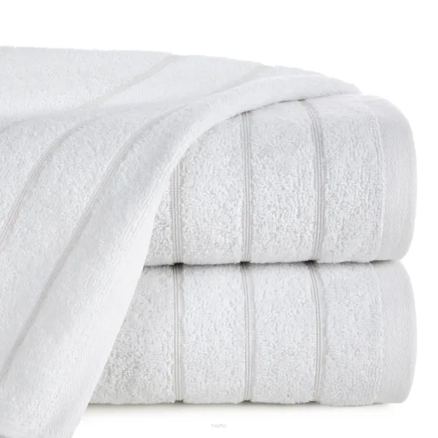 Ręcznik bawełniany 50x90 DALI biały gładki z subtelną bordiurą z błyszczącą nicią