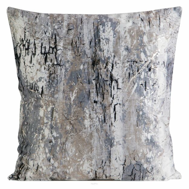 Poszewka welwetowa 45x45 MALIA stalowa z metalicznym nadrukiem