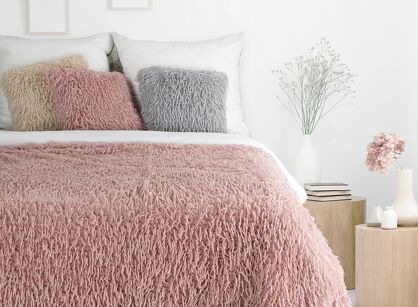 Koc futrzany 130x270 ADORE pudrowy