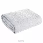 Narzuta jednokolorowa 200x220 LEN 4 srebrna pikowana w ornamentowy wzór imitująca len - 5