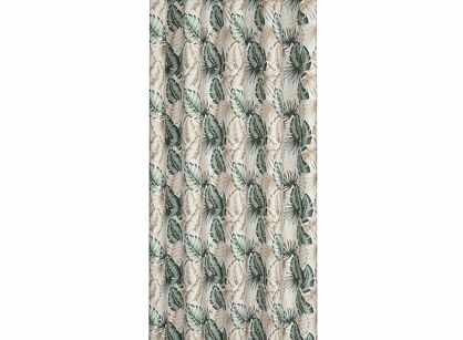 Zasłona na taras 155x240 GARDEN 7 beżowa na szelkach zapinanymi na rzepy wodoodporna z motywem liści monstery