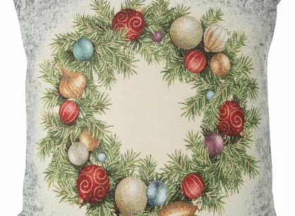 Poszewka świąteczna 45x45 903 popielata zielona z gobeliny