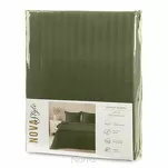 Pościel satynowa 140x200 VERA jednokolorowa gładka oliwkowa w prążki - 8