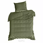 Pościel satynowa 140x200 VERA jednokolorowa gładka oliwkowa w prążki - 6