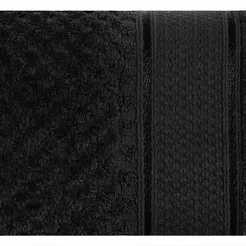 Ręcznik bawełniany 50x90 JESSI czarny z fakturą krateczki i gładką welurową bordiurą