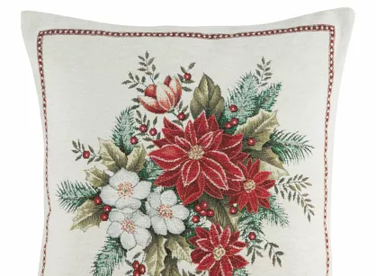 Poszewka świąteczna 45x45 481 czerwona z motywem gwiazdy betlejemskiej