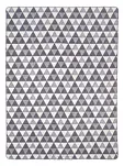 Koc bawełniany 150x200 1705-2 biały stalowy w trójkąty wykończony szydełkiem - 3