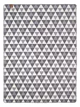 Koc bawełniany 150x200 1705-2 biały stalowy w trójkąty wykończony szydełkiem - 2