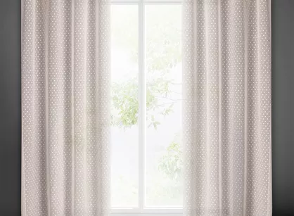 Zasłona gotowa na przelotkach 140x250 HANIA z etaminy różowa z groszkami