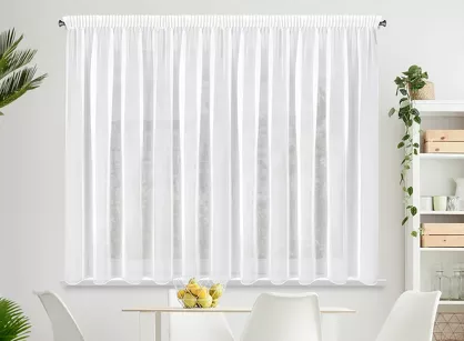 Firana na taśmie 300x160 LUCY biała z gładkiego woalu