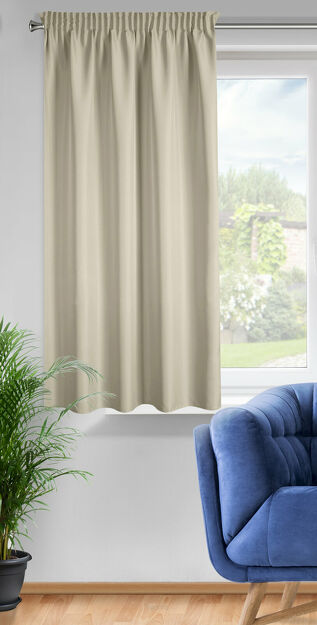 Zasłona na taśmie 140x175 RITA jednokolorowa cappucccino z miękkiej tkaniny