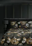 Pościel z makosatyny 160x200 PEONIA 2 czarna zdobiona nadrukiem kwiatów piwonii Limited Collection - 7