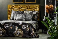 Pościel z makosatyny 160x200 PEONIA 2 czarna zdobiona nadrukiem kwiatów piwonii Limited Collection - 8