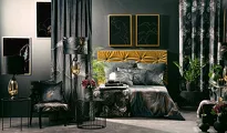 Pościel z makosatyny 160x200 PEONIA 2 czarna zdobiona nadrukiem kwiatów piwonii Limited Collection - 9
