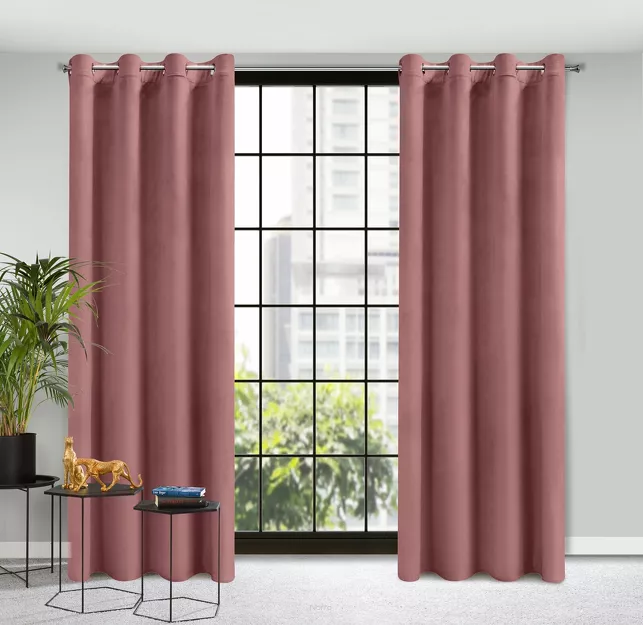 Zasłona gotowa na przelotkach 140x250 ROSA welwetowa ciemny róż Design 91