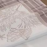 Nakładka świąteczna 85x85 HOLLY welwetowa beżowa biała w kratkę z nadrukiem gałązek - 4