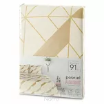 Pościel z mikrowłókna 140x200 AGGIE biała złoty wzór geometryczny Design 91 - 7