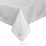 Obrus elegancki 140x240 ELLEN biały w drobne kropeczki z ozdobną listwą połyskujący srebrną nicią - 12