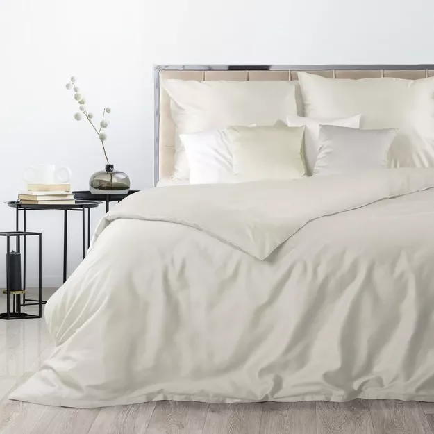 Pościel satynowa 180x200 NOVA 3 jednokolorowa gładka kremowa