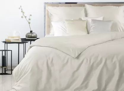 Pościel satynowa 180x200 NOVA 3 jednokolorowa gładka kremowa