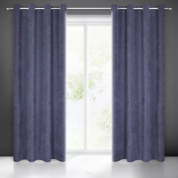 Zasłona na przelotkach 140x250 JULIE granatowa jednokolorowa o strukturze sztruksu
