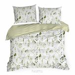 Pościel satynowa 220x200 SPRING 105 biała oliwkowa z delikatnym wzorem kwiatowym z kolekcji Classic - 2