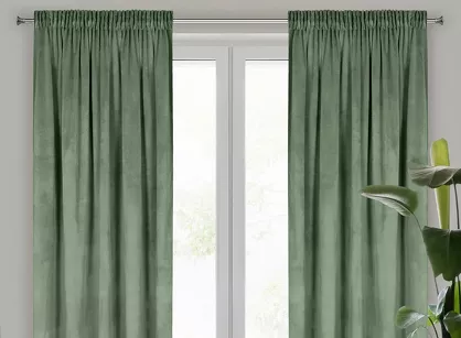 Zasłona na taśmie 140x270 MELANIE welwetowa ciemna mięta o aksamitnej strukturze